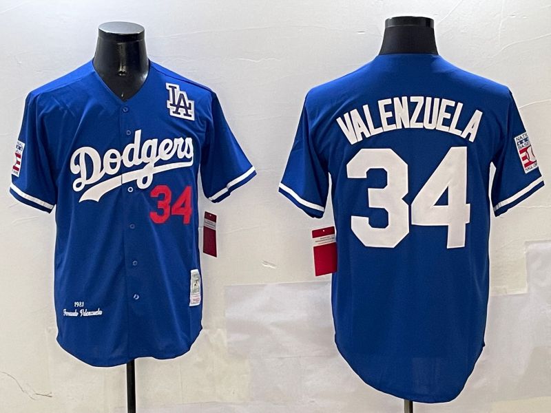 Men Los Angeles Dodgers #34 Valenzuela Blue Throwback Game 2025 Nike MLB Jersey style 3135->los angeles dodgers->MLB Jersey